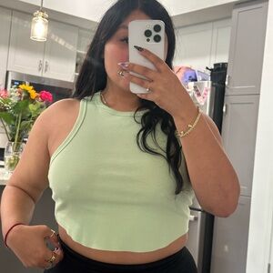 Mint Green Ribbed Tank Top